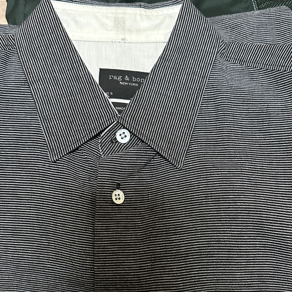 Rag & Bone Men's Black and White Striped Shirt